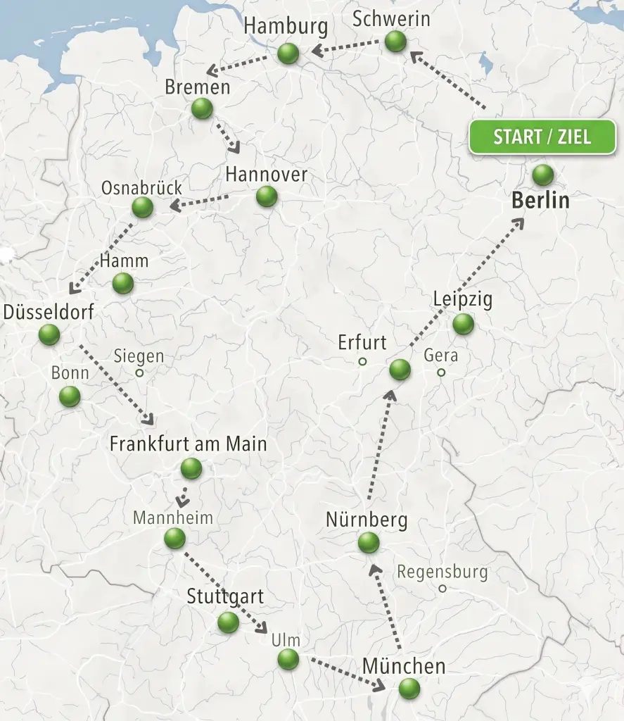 Route von Goods & Boxes für Beiladung und Möbeltransport in Deutschland